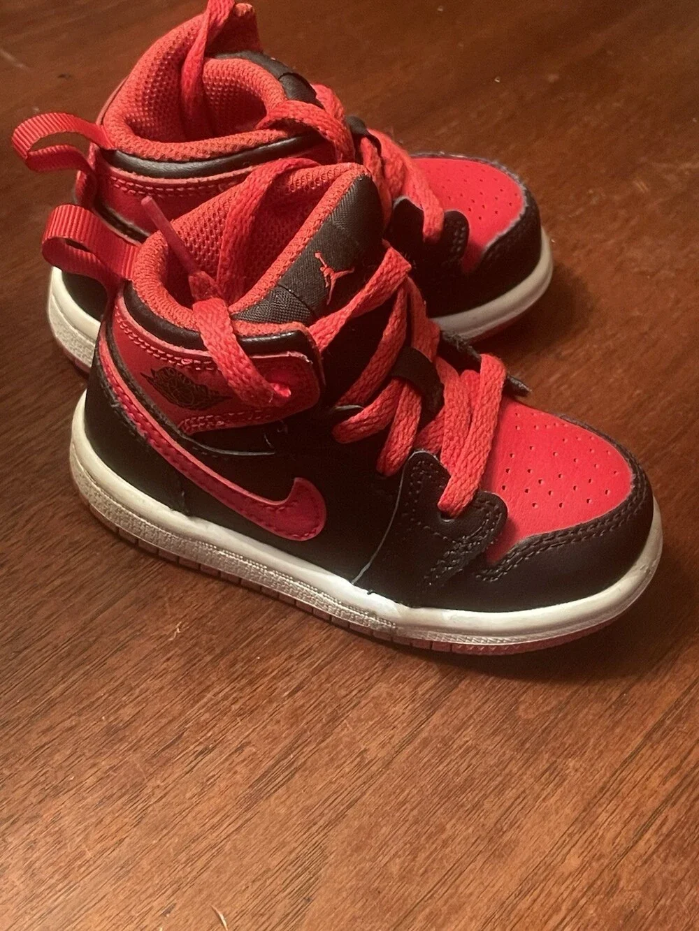 Nike Jordan 1 DQ8425-060 Mid Red Black Lace-Up Sneaker Shoes Kid's Youth US 5C